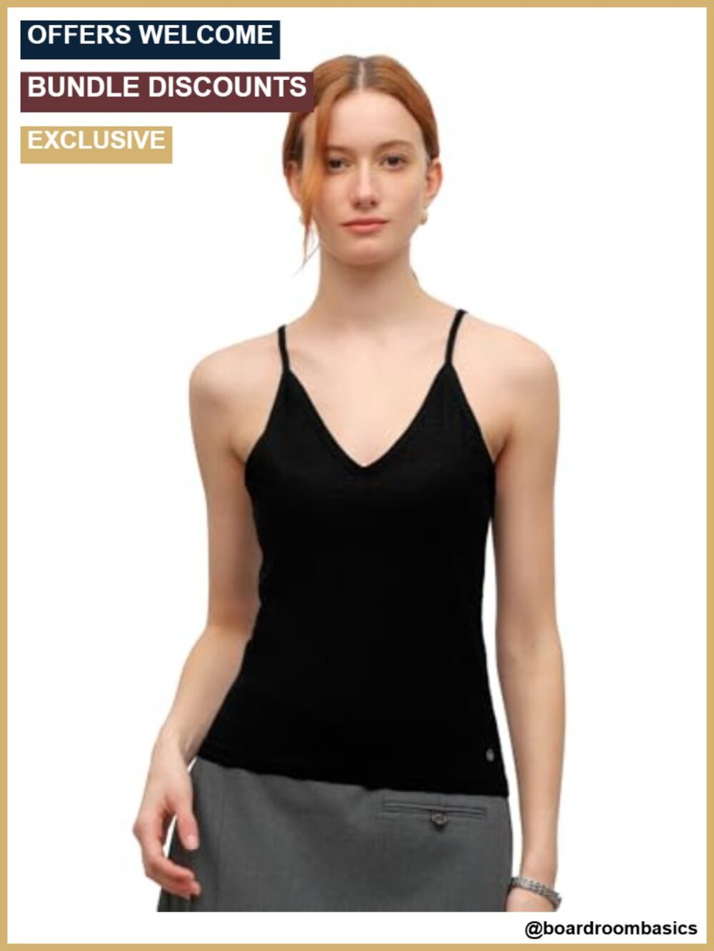 Women's 70% Cashmere 30% Silk Blend Camisole V-Neck Spaghetti Strap Tank Top